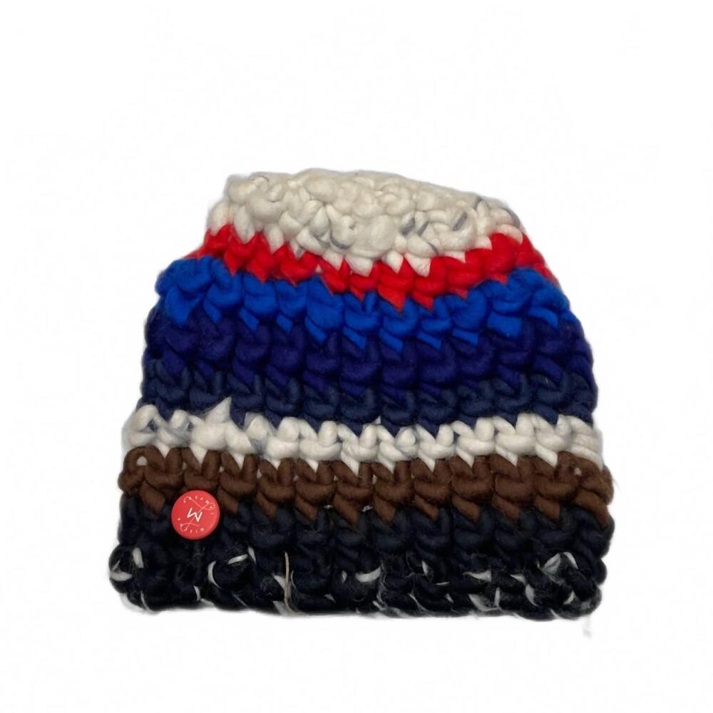 NEW MISCHA LAMPERT women's deep stripe no pom beanie in ski stripe